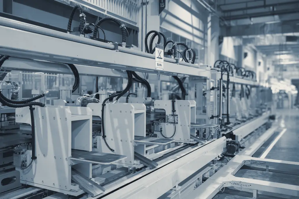 A factory production line with machines and equipment